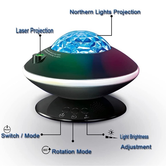 New - Rotating LED Galaxy Light Projector Dream Lamp Skylight Nightlight (White) - Picture 7 of 7